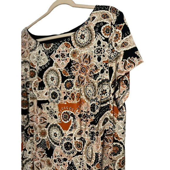 NWT Connected Apparel Paisley Pattern Short Sleeve Brown Ladies Dress SZ 20W - Picture 4 of 7